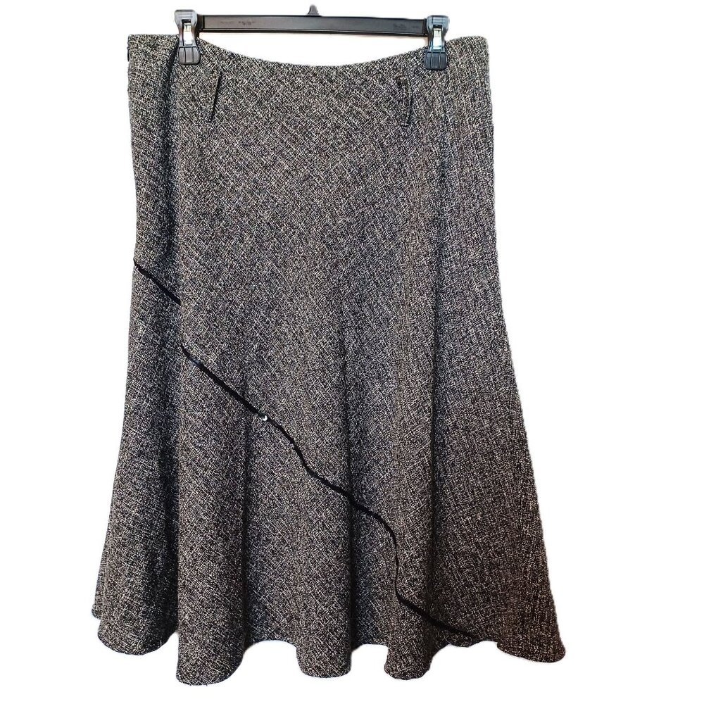 Richard Malcolm Tweed A-Line Skirt With Black Accents Size 10 Polyester/Rayon Bl